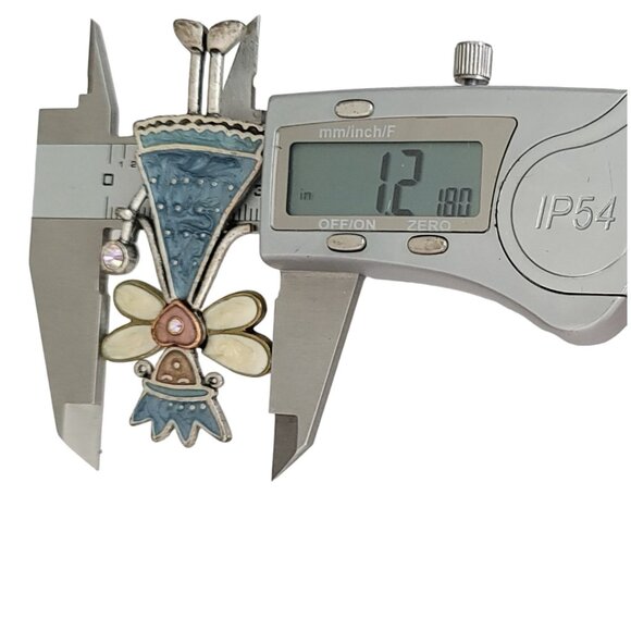 Silver Tone Blue Pearl Enamel Queen Princess Fairy Pin Brooch, K500 - Picture 6 of 7